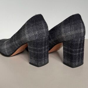 Salvatore Ferragamo Gray Plaid Wool Pumps